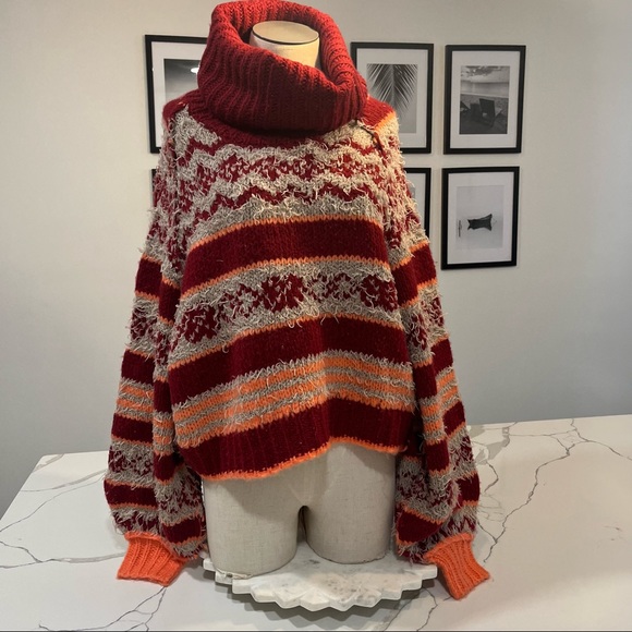 NWT Free People Check Me Out Pullover in Holly Berry women’s small sweater - Picture 3 of 10